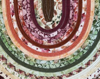 Fall Autumn Harvest Leaf Green Brown Purple Jelly Roll Oval Throw Rug