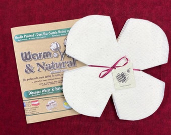 96 plantillas precortadas para cuencos de 25 cm, guata cálida de algodón/poliéster natural