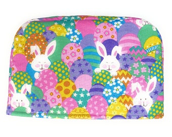 4 Slice ~ Spring Easter Eggs Bunny Pink Teal Yellow Purple Glitter Holiday Reversible Toaster Kitchen Appliance Dust Cover Cozy She Who Sews