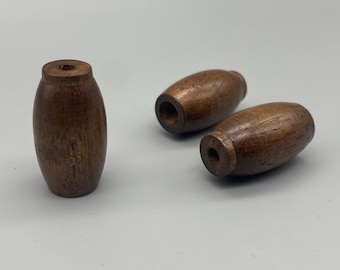3 tiradores de cuerda/lámpara de madera maciza - Color nogal, diseño de bellotas - Paquete de 3