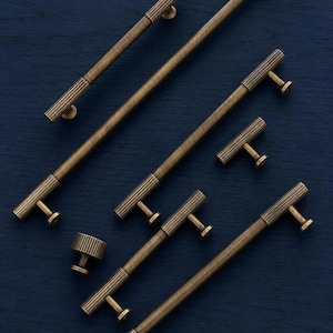 Fluted Antique Brass Cabinet Handles and Knobs