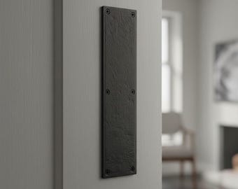 Placa de empuje negra de 295 x 73 mm - Herrajes tradicionales para puertas