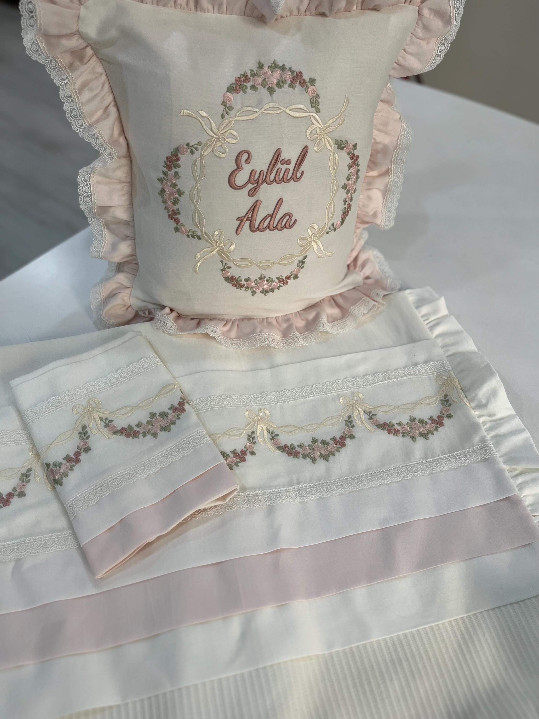 Personalized Baby Piqué Crib Bedding Set – 100% Cotton Satin