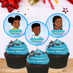Gracie&#39;s Corner Cupcake Toppers (Blue) – 12 Printable 2.2 Inch Toppers – DIY Party Decorations – Instant Download PDF & PNG