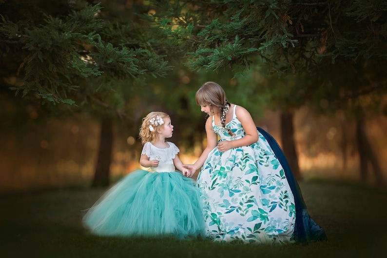 The Everly Dress in Ivory and Sage Green Flower Girl Tutu Dress