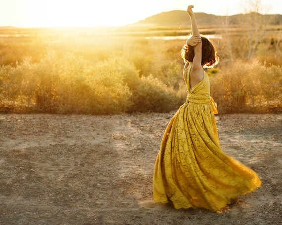 mustard flower girl dress