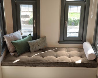 Custom Bench Cushion Indoor, Zippered Piano Bench Cushion, Window French Style Bench Cushion