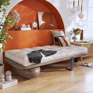 Large Tufted Floor Cushion, Custom Window Bench Cushion, Washable Reading Nook Cushion