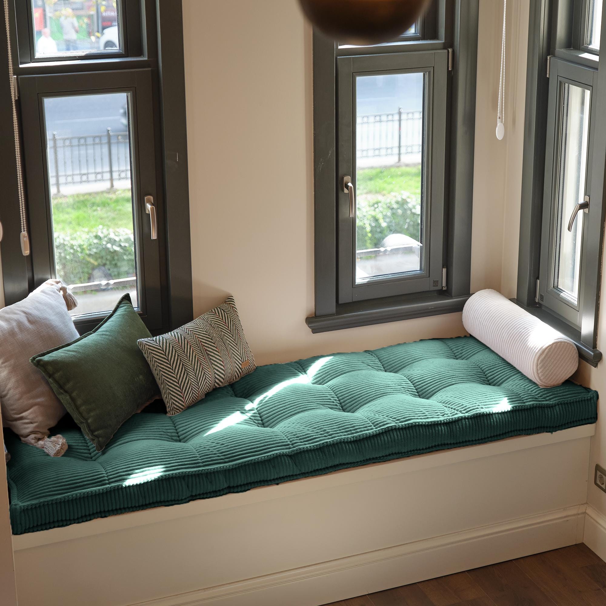 Custom Trapezoid Bench Cushion, Washable Reading Nook Cushion