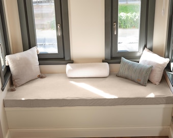Custom Piano Bench Cushion, Washable Zippered Bench Cushion, French Style Window Seat Cushion