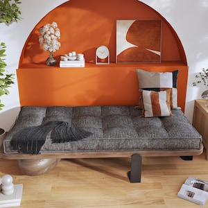 Custom Indoor Bench Cushion, Washable Breakfast Nook Cushion, Decorative Linen Floor Cushion,