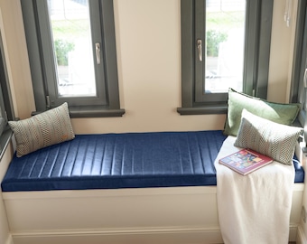 Comfortable Lather Bench Cushion, Custom Large Leather Floor Cushion, Leather Window Bench Cushion