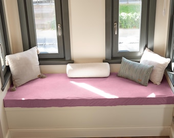 Custom Zippered Bench Cushion, Kallax Window Bench Cushion, Washable Piano Bench Cushion