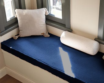 Custom French Style Bench Cushion, Large Piano BEnch Cushion, Comfortable Zippered Window Seat  Cushion
