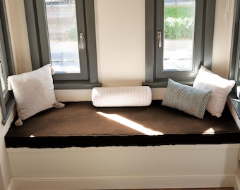 Custom French Style Bench Cushion, Large Zippered Window Seat Cushion, Comfortable Piano Bench Cushion