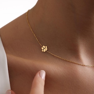 Solid 14K Gold Paw Print Name Necklace - Personalized Pet Memorial