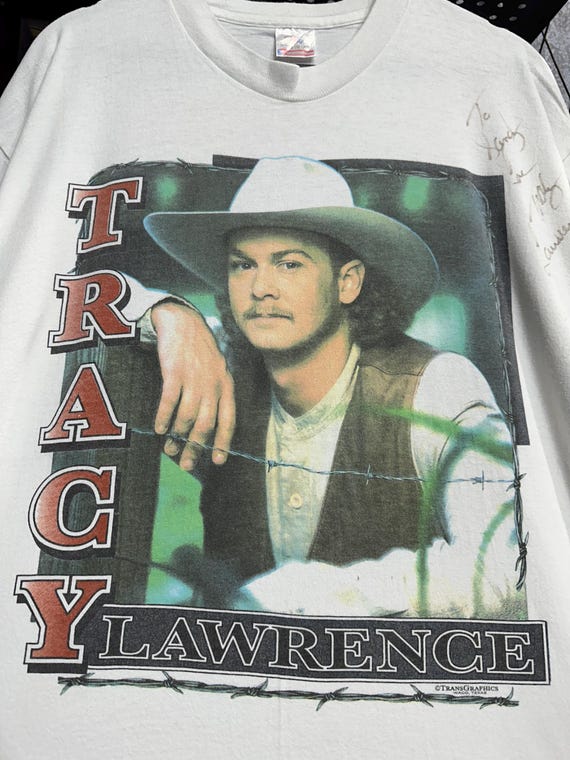 ミュージシャン Tracy Lawrence t-shirt Vintage 90s Vintage 90s Tracy Lawrence Autographed T Shirt Size XL