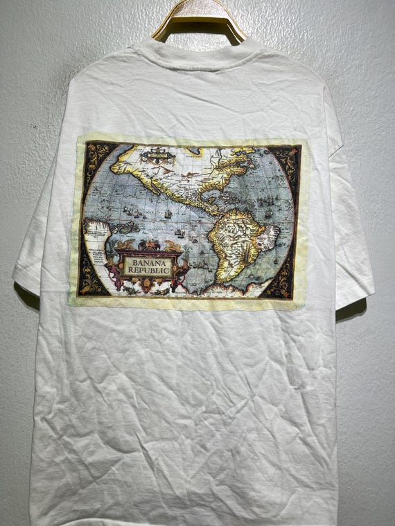 Vintage 90s Banana Republic Map Pocket Tee Explorer World