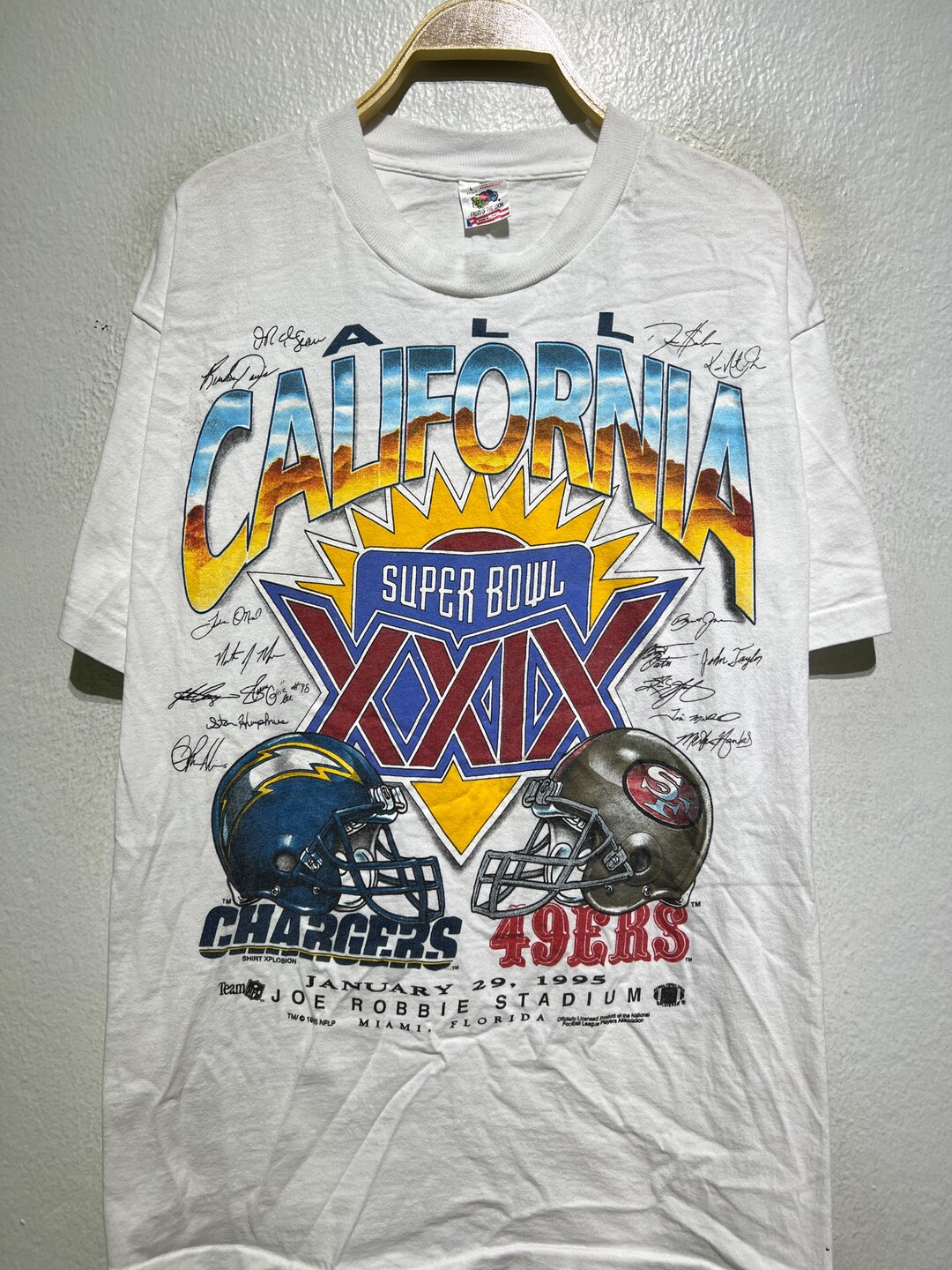 Vintage 1995 Super Bowl XXIX T-shirt L Chargers Vs 49ers All