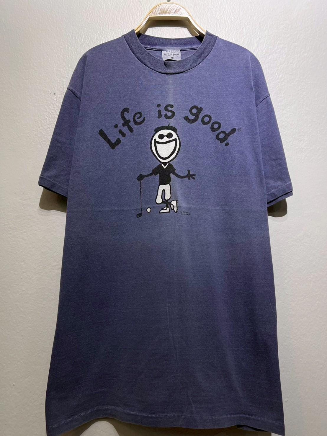 Vintage 90s Life is Good Tee Size L Golf Graphic Positive