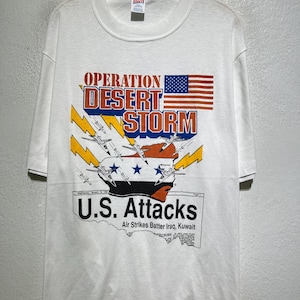 Vintage 1991 Betrieb Desert Storm T-Shirt 2XL Golfkrieg Militär US Army Air Force Geschichte Kuwait Vaterländischer Krieg Erinnerungsstücke USA