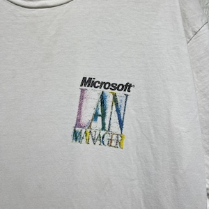 Vintage 90s Microsoft LAN Manager T-Shirt XL Tech Software Computer Promo Networking IT Technology Corporate Retro Geek Nerd Collectible