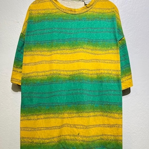 Vintage 1980s Surf Skate Striped Tee California Beachwear Horizontal Stripe Pattern T Shirt Size XL