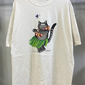 Vintage jaren 90 Crazy Shirts Hawaii B. Kliban Cat T-shirt grappige cartoonstijl speelse kattenliefhebber T-shirt maat L