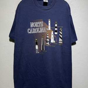 T-shirt vintage des années 90, phare de la côte de la Caroline du Nord, taille XL, t-shirt de plage nautique vintage