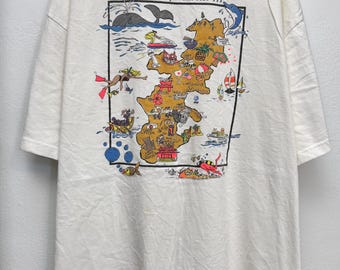 Vintage 90s AT&T Okinawa Japan T-Shirt Okinawa Map Souvenir Tee Size XL