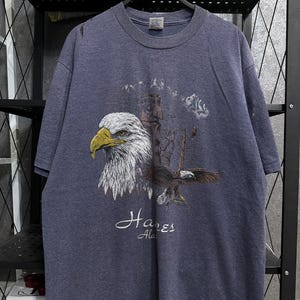 Vintage 90s Haines Alaska Eagle T Shirt Size L 1990s Bald Eagle Tee Wildlife Nature Souvenir Chilkat River Birdwatching Outdoor Adventure