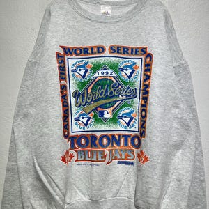 Vintage 90s Toronto Blue Jays 1992 World Series Champions Sweatshirt MLB Baseball Crewneck Pullover Canada Team Gear Size XL