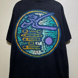 Vintage 1990s Hobie Surfing T Shirt Ocean Wave Sun Design Surf Culture Beach Lifestyle California Surfer Tee Size M