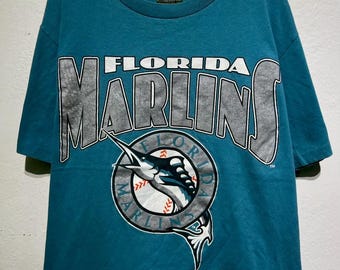 Vintage 90s Florida Marlins MLB Baseball T Shirt Teal Major League Home Team Advantage Sports Fan Gear Team Apparel Miami Florida Retro Tee