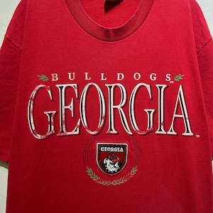 Vintage 1990er Jahre College Bulldogs T Shirt UGA College Football sec Team Apparel Athens Georgia Fan Zahnrad Größe M