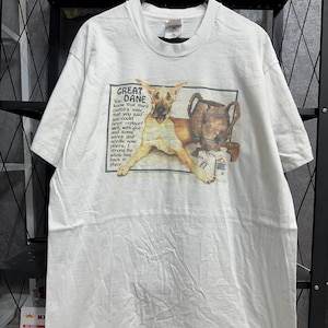 Camiseta vintage de los 90 con diseño de gran danés, talla L, con dibujos animados de perros, regalo divertido para amantes de las mascotas, con gráficos de animales, raza de perro de los 90.