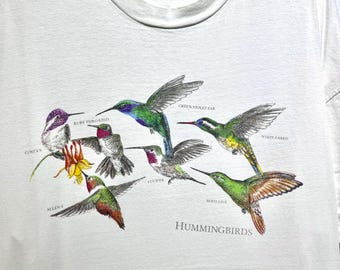Vintage 90s Hummingbirds 1994 T Shirt Size XL 1990s Bird Species Tee Nature Wildlife Shirt Ornithology Lover Top