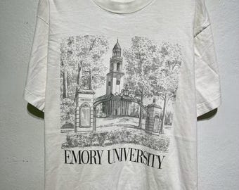 Vintage 90s Emory University T Shirt Atlanta Georgia College Campus Architecture Tower Gate Haygood Educational Alumni Souvenir School Tops