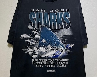 Vintage 1991 San Jose Sharks NHL Hockey Just When You Thought It Was Safe To Go Back On The Ice Slogan T Shirt Size L
