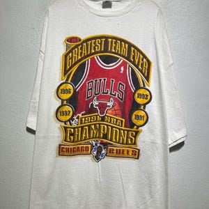 Vintage 90s Chicago Bulls 1996 NBA Champions Shirt Size 2XL Michael Jordan Team Shirt Retro Sports Tee for Basketball Fans Dynasty Era