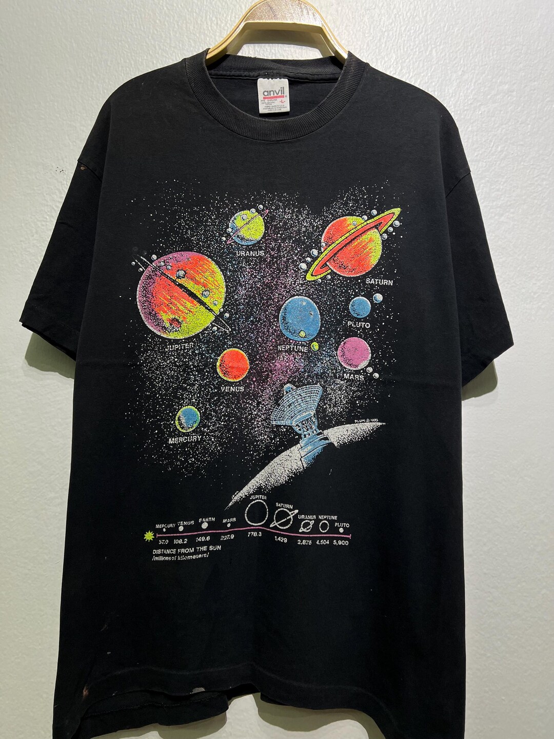 ⭐︎90〜00s Vintage Solar System Anvil Tee VTG Vintage 90s Human I Tees Solar System Astronomy Anvil