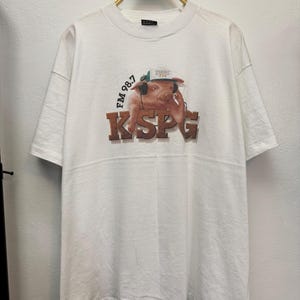 Vintage 90s Kansas Pig FM 98.7 T-Shirt Radio Station Graphic Tee Size XL