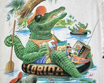 80s カナダ製 FLORIDA GATORS フットボール Tシャツ L 白 80s カナダ製 FLORIDA GATORS フットボール Tシャツ L 白 80s