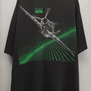 Vintage 80s P-51 Mustang 1989 T-Shirt WWII Fighter Plane Tee Size XL