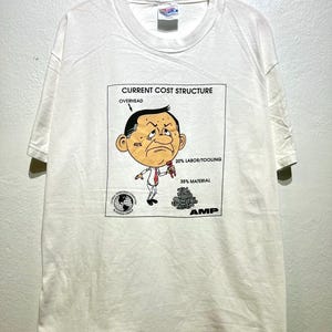 Vintage 90s AMP Cost Structure PC Model T Shirt Size L Business