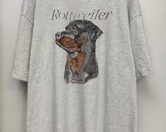 トップス 90s Rottweiler Sweatshirt VTG Vintage 1990s Rottweiler Puppy Graphic T-shirt / Vintage Dog