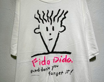 Vintage 1985 Fido Dido Tee And Dont You Forget It Cartoon Mascot Character Back Print Promo Soft Pop Culture Streetwear Men Fashion T Shirt