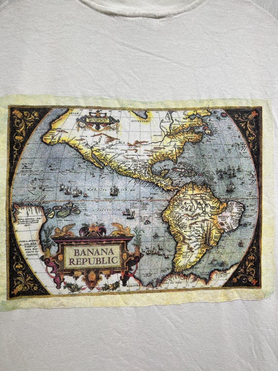 Vintage 90s Banana Republic Map Pocket Tee Explorer World