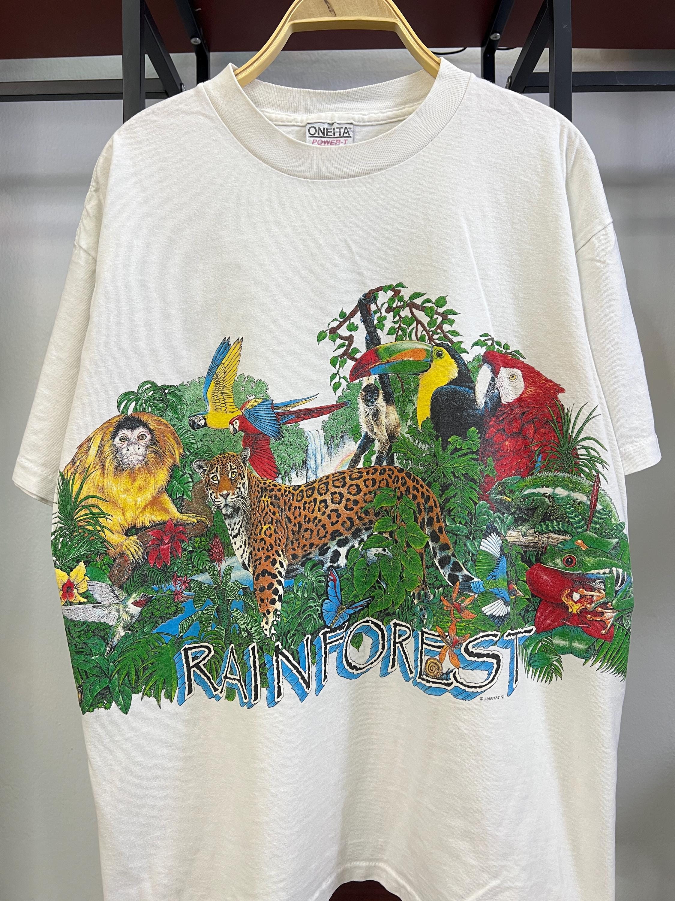 けusa製90sヴィンテージTシャツJungleJokester Vintage 1990s Habitat Rainforest Jungle T Shirt Vintage
