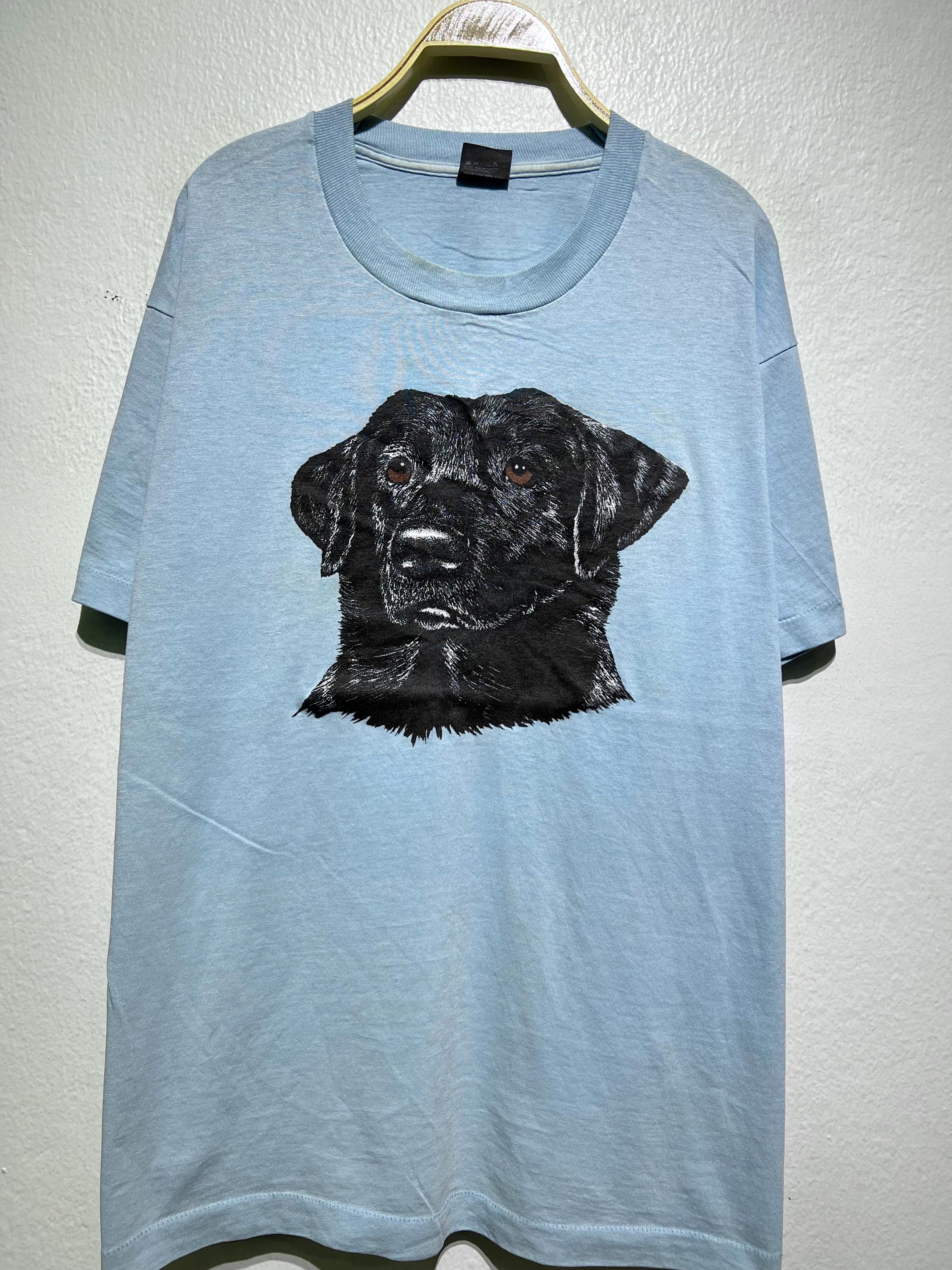90s 犬Tシャツ ラブラドールレトリバー 古着 vintage ビンテージ 90年代ヴィンテージ ブラック ラブラドール レトリバー 犬 刺繍